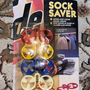 1 vintage Sock Saver by [Brand] - Red, Blue, Yellow, Cream